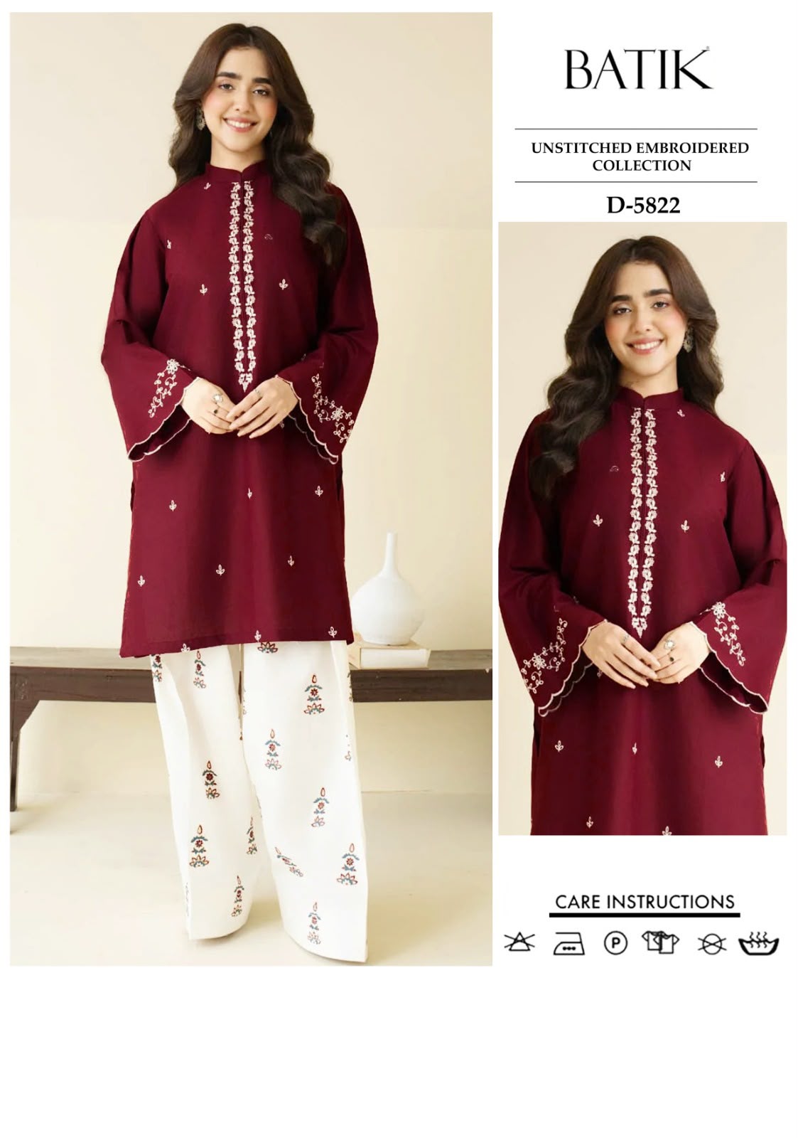 2 Piece - Unstitched Dhanak Embroidered Suit