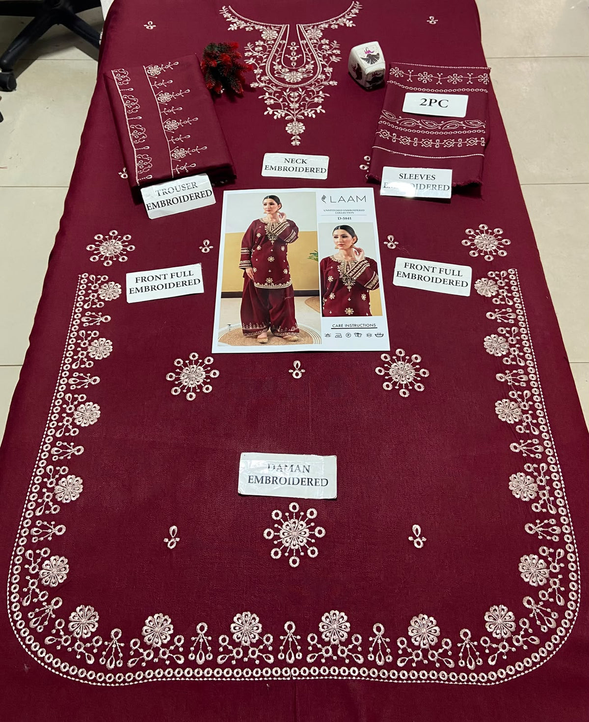 LAAM 2 Piece - Unstitched Dhanak Embroidered Suite