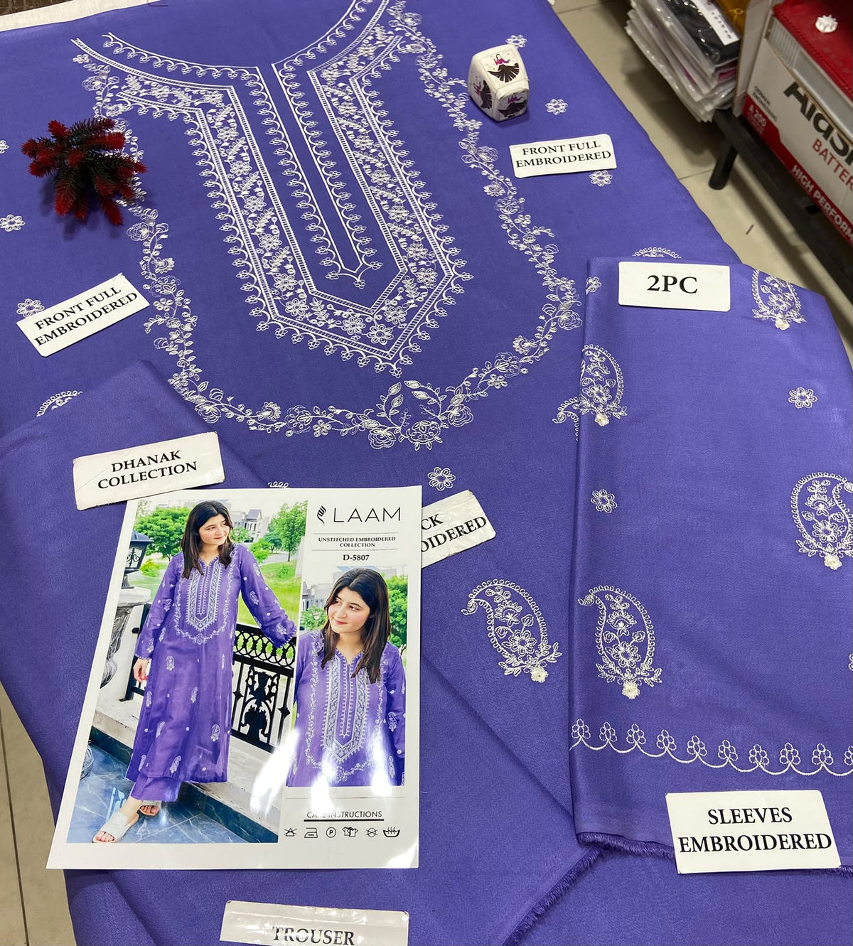 2 Piece - Unstitched Dhanak Embroidered Suit