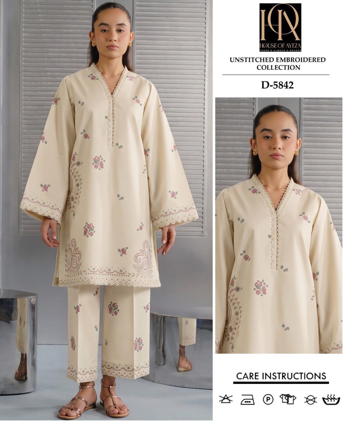 2 Piece - Unstitched Dhanak Embroidered Suite