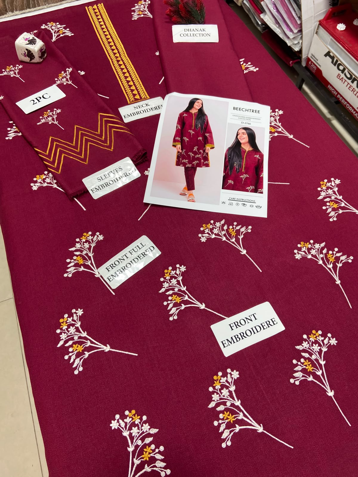 2 Piece - Unstitched Dhanak Embroidered Suite
