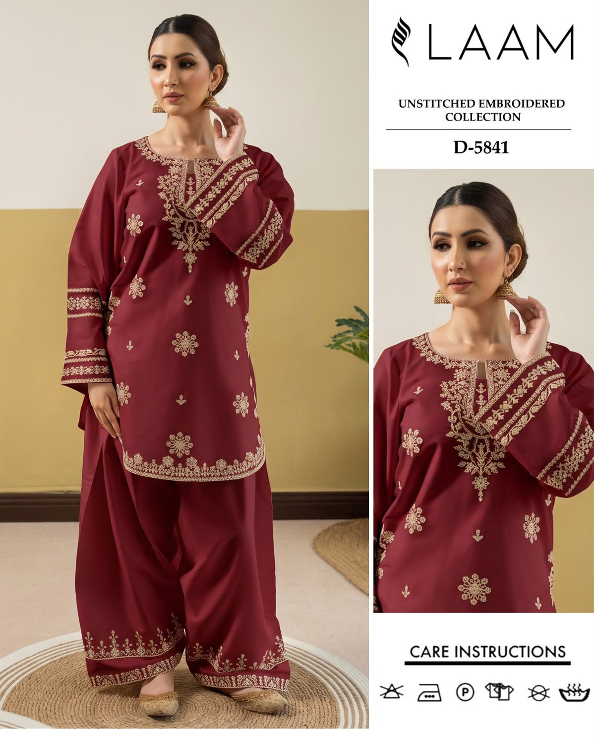 LAAM 2 Piece - Unstitched Dhanak Embroidered Suite