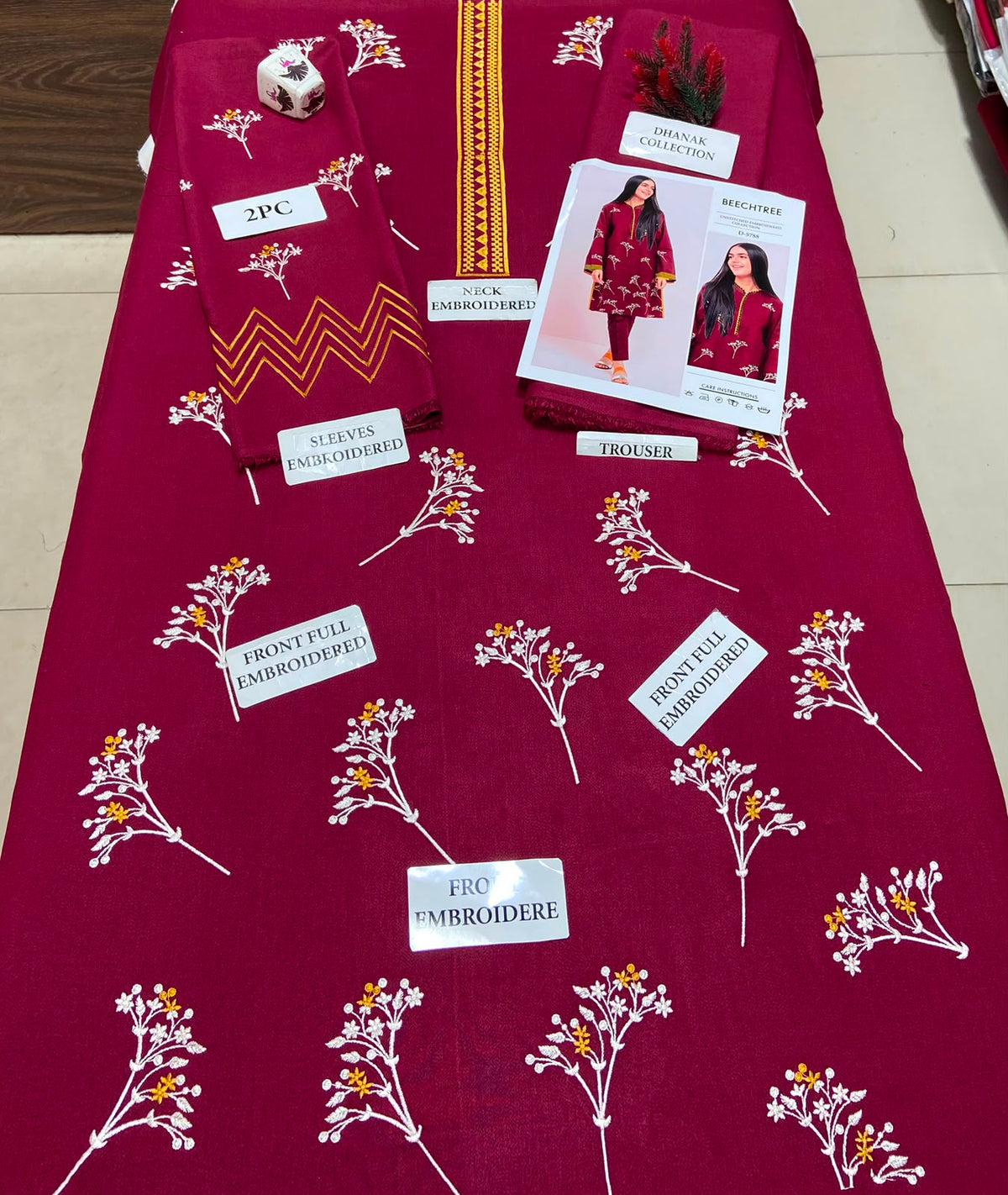 2 Piece - Unstitched Dhanak Embroidered Suite