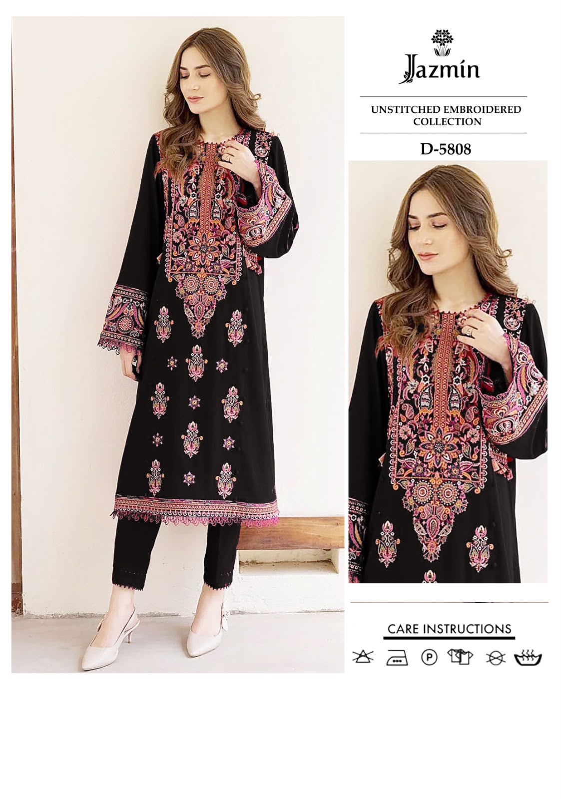 2 Piece - Unstitched Dhanak Embroidered Suite