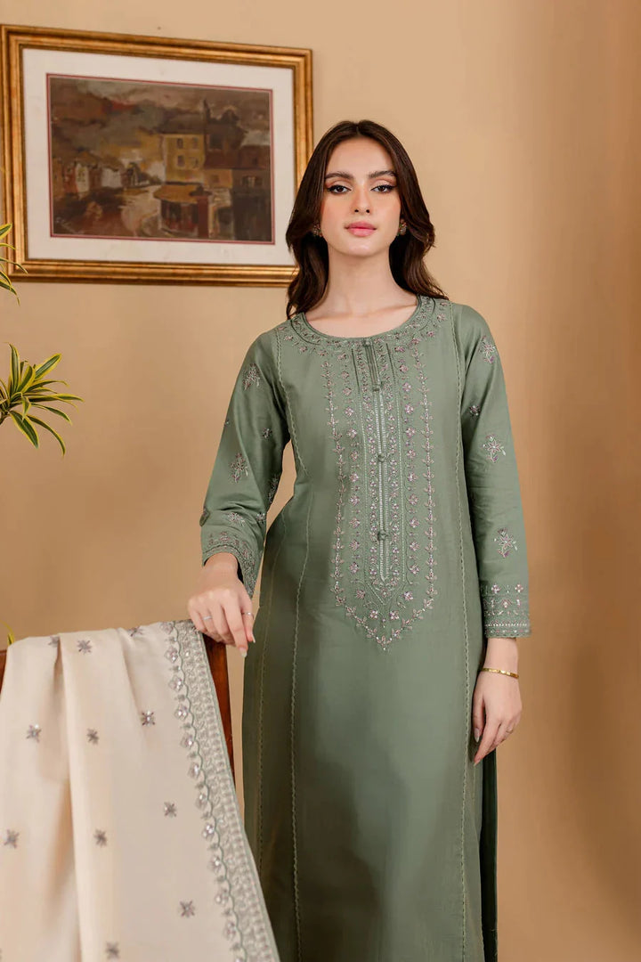 Sapphire 3-Piece Embroidered Suit with Dhanak Shawl