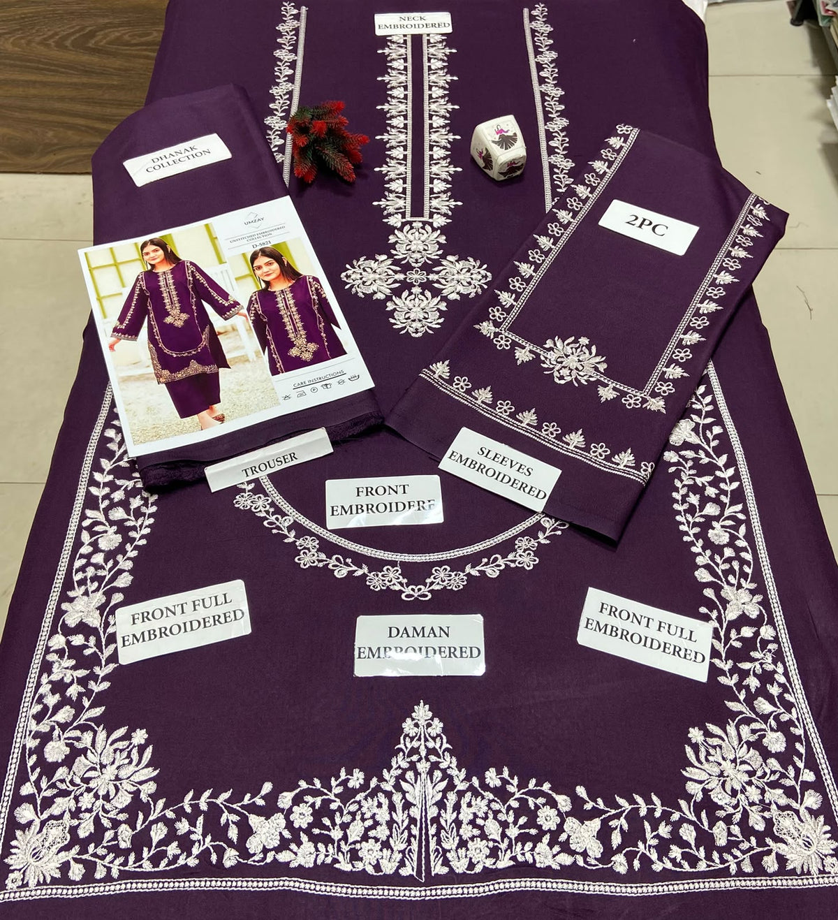 2 Piece - Unstitched Dhanak Embroidered Suite