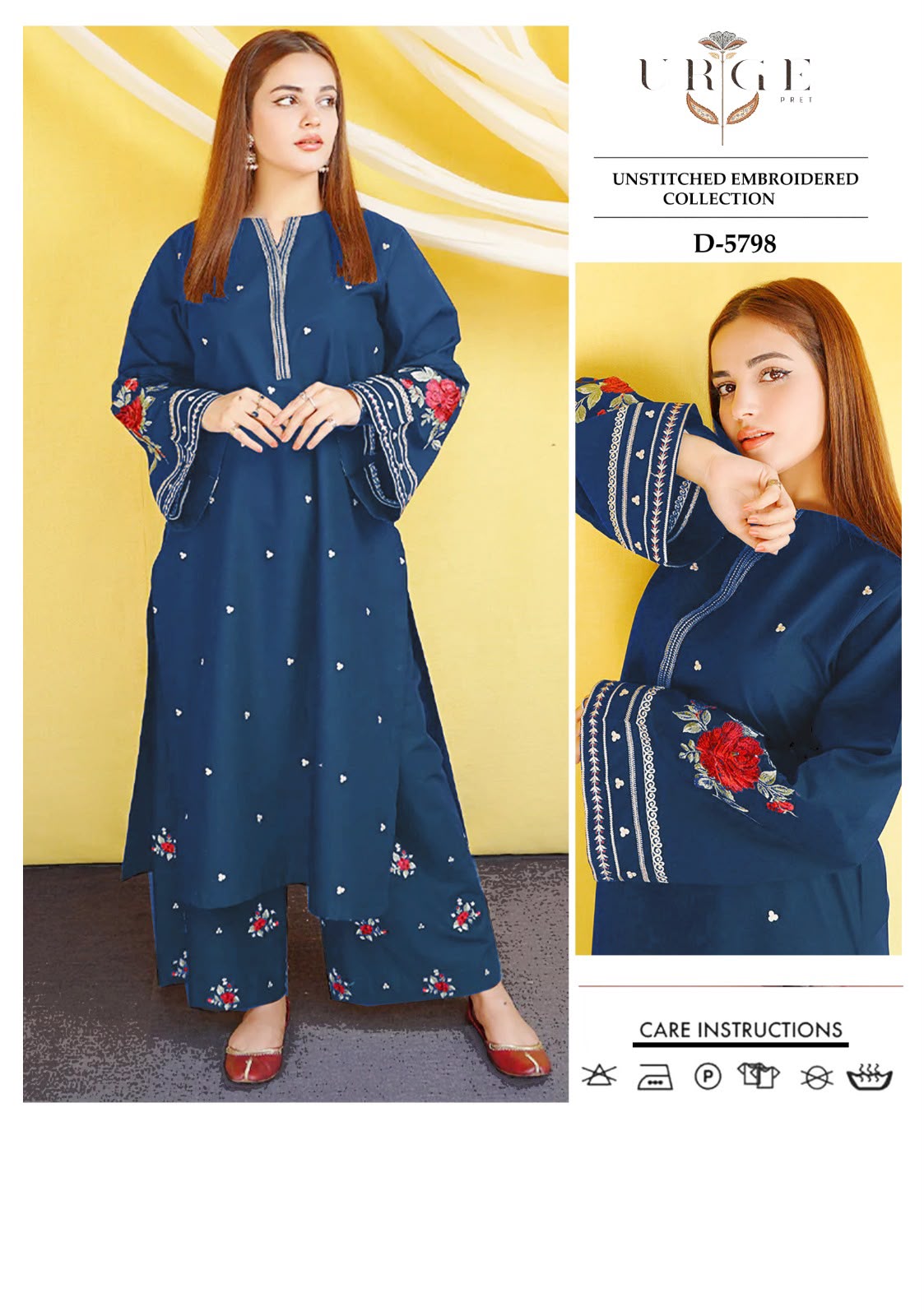 2 Piece - Unstitched Dhanak Embroidered Suite