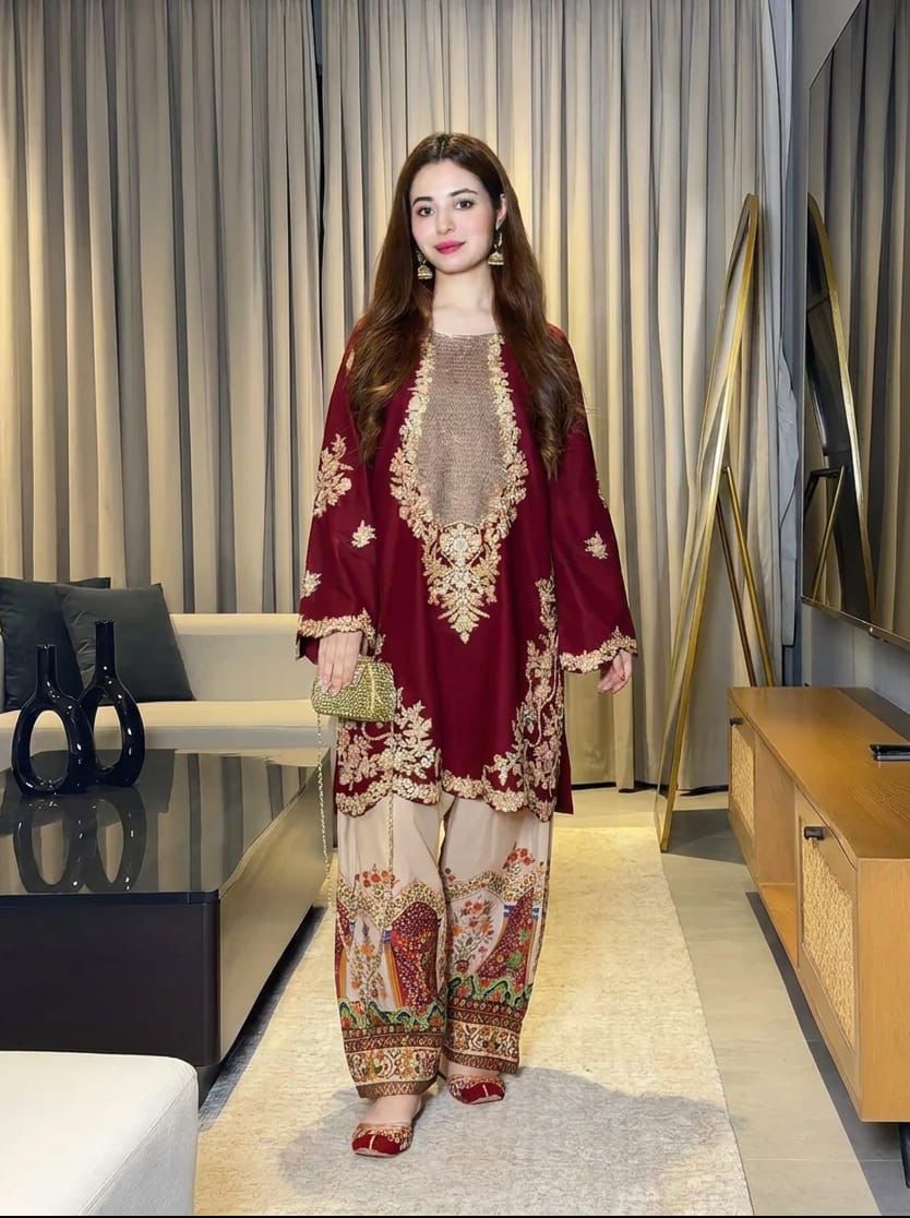 🌟 PREMIUM UNSTITCHED 2-PIECE SILK COLLECTION 🌟
Ethnic Wear D# 435