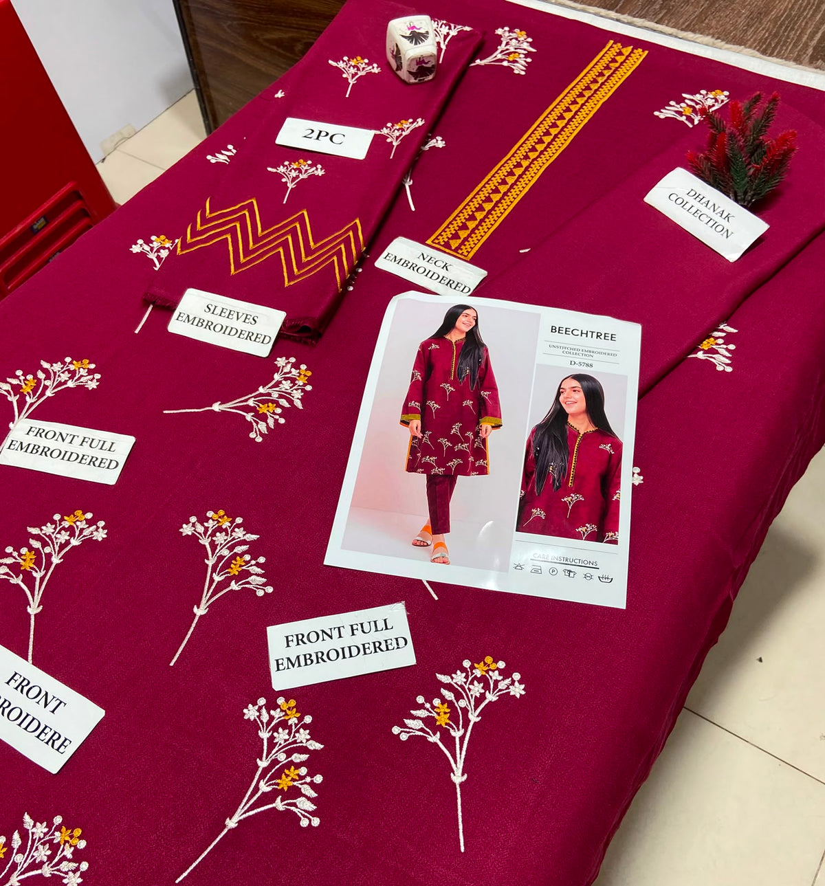 2 Piece - Unstitched Dhanak Embroidered Suite