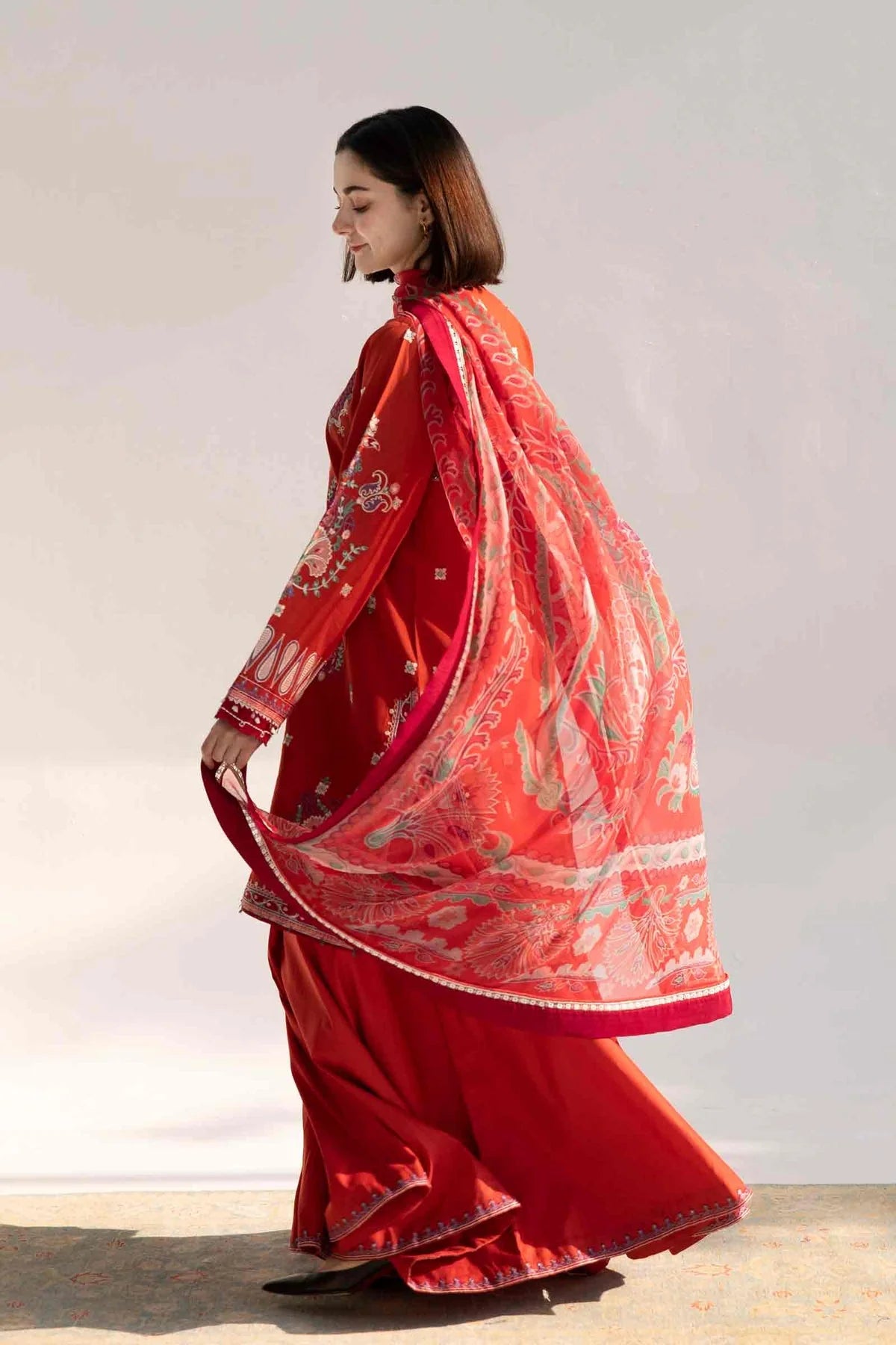 Zara ShahJahan Original Dhanak 3 Piece Unstitched Suit Side View